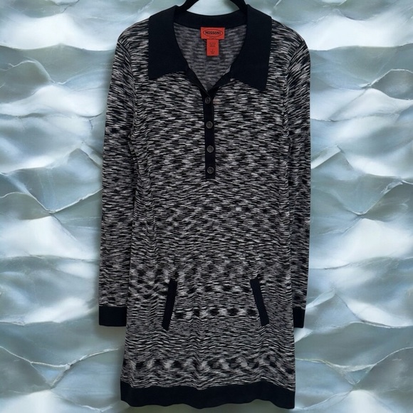 Missoni for Target Black and White Long Sleeve Mini Dress Chic Size S - Picture 1 of 10